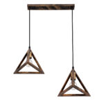 GLOBOSTAR® TRIANGLE 00614 Μοντέρνο Κρεμαστό Φωτιστικό Οροφής με Ντουί 2 x E27 AC 220-240V IP20 - Μπρούτζινο - Μ60 x Π22 x Y130cm - Image 5