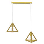 GLOBOSTAR® TRIANGLE 00615 Μοντέρνο Κρεμαστό Φωτιστικό Οροφής με Ντουί 2 x E27 AC 220-240V IP20 - Χρυσό - Μ60 x Π22 x Y130cm - Image 4