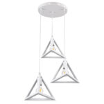 GLOBOSTAR® TRIANGLE 00617 Μοντέρνο Κρεμαστό Φωτιστικό Οροφής με Ντουί 3 x E27 AC 220-240V IP20 - Λευκό - Μ49 x Π49 x Y130cm - Image 5