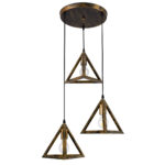 GLOBOSTAR® TRIANGLE 00619 Μοντέρνο Κρεμαστό Φωτιστικό Οροφής με Ντουί 3 x E27 AC 220-240V IP20 - Μπρούτζινο - Μ49 x Π49 x Y130cm - Image 3