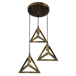 GLOBOSTAR® TRIANGLE 00619 Μοντέρνο Κρεμαστό Φωτιστικό Οροφής με Ντουί 3 x E27 AC 220-240V IP20 - Μπρούτζινο - Μ49 x Π49 x Y130cm - Image 5