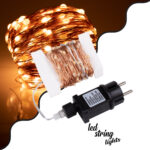 85842 Διακοσμητική Γιρλάντα 20 Μέτρα με Controller 8 Προγραμμάτων Εναλλαγών Φωτισμού - 200 LED 1.3W AC 230V με Χάλκινο Καλώδιο & Πρίζα Schuko Αδιάβροχη IP44 Θερμό Λευκό 3000K Μ20m - Image 2
