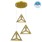 GLOBOSTAR® TRIANGLE 00620 Μοντέρνο Κρεμαστό Φωτιστικό Οροφής με Ντουί 3 x E27 AC 220-240V IP20 - Χρυσό - Μ49 x Π49 x Y130cm