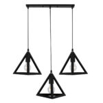 GLOBOSTAR® TRIANGLE 00621 Μοντέρνο Κρεμαστό Φωτιστικό Οροφής με Ντουί 3 x E27 AC 220-240V IP20 - Μαύρο - Μ70 x Π22 x Y130cm - Image 3