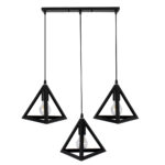 GLOBOSTAR® TRIANGLE 00621 Μοντέρνο Κρεμαστό Φωτιστικό Οροφής με Ντουί 3 x E27 AC 220-240V IP20 - Μαύρο - Μ70 x Π22 x Y130cm - Image 4