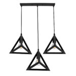 GLOBOSTAR® TRIANGLE 00621 Μοντέρνο Κρεμαστό Φωτιστικό Οροφής με Ντουί 3 x E27 AC 220-240V IP20 - Μαύρο - Μ70 x Π22 x Y130cm - Image 5
