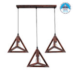 GLOBOSTAR® TRIANGLE 00623 Μοντέρνο Κρεμαστό Φωτιστικό Οροφής με Ντουί 3 x E27 AC 220-240V IP20 - Χάλκινο - Μ70 x Π22 x Y130cm