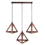 GLOBOSTAR® TRIANGLE 00623 Μοντέρνο Κρεμαστό Φωτιστικό Οροφής με Ντουί 3 x E27 AC 220-240V IP20 - Χάλκινο - Μ70 x Π22 x Y130cm - Image 4