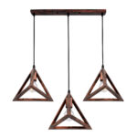 GLOBOSTAR® TRIANGLE 00623 Μοντέρνο Κρεμαστό Φωτιστικό Οροφής με Ντουί 3 x E27 AC 220-240V IP20 - Χάλκινο - Μ70 x Π22 x Y130cm - Image 5
