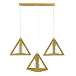 GLOBOSTAR® TRIANGLE 00625 Μοντέρνο Κρεμαστό Φωτιστικό Οροφής με Ντουί 3 x E27 AC 220-240V IP20 - Χρυσό - Μ70 x Π22 x Y130cm - Image 3