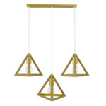 GLOBOSTAR® TRIANGLE 00625 Μοντέρνο Κρεμαστό Φωτιστικό Οροφής με Ντουί 3 x E27 AC 220-240V IP20 - Χρυσό - Μ70 x Π22 x Y130cm - Image 4