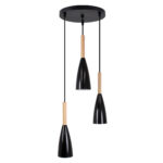 GLOBOSTAR® DILLON 00626 Μοντέρνο Κρεμαστό Φωτιστικό Οροφής με Ντουί 3 x E27 AC 220-240V IP20 - Μαύρο & Μπεζ - Μ26 x Π26 x Υ130cm - Image 3