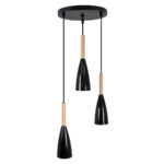 GLOBOSTAR® DILLON 00626 Μοντέρνο Κρεμαστό Φωτιστικό Οροφής με Ντουί 3 x E27 AC 220-240V IP20 - Μαύρο & Μπεζ - Μ26 x Π26 x Υ130cm - Image 4