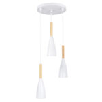 GLOBOSTAR® DILLON 00627 Μοντέρνο Κρεμαστό Φωτιστικό Οροφής με Ντουί 3 x E27 AC 220-240V IP20 - Λευκό & Μπεζ - Μ26 x Π26 x Υ130cm - Image 3