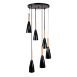 GLOBOSTAR® DILLON 00628 Μοντέρνο Κρεμαστό Φωτιστικό Οροφής με Ντουί 6 x E27 AC 220-240V IP20 - Μαύρο & Μπεζ - Μ52 x Π52 x Y130cm - Image 3
