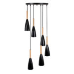 GLOBOSTAR® DILLON 00628 Μοντέρνο Κρεμαστό Φωτιστικό Οροφής με Ντουί 6 x E27 AC 220-240V IP20 - Μαύρο & Μπεζ - Μ52 x Π52 x Y130cm - Image 4