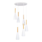 GLOBOSTAR® DILLON 00629 Μοντέρνο Κρεμαστό Φωτιστικό Οροφής με Ντουί 6 x E27 AC 220-240V IP20 - Λευκό & Μπεζ - Μ52 x Π52 x Y130cm - Image 3