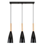GLOBOSTAR® DILLON 00630 Μοντέρνο Κρεμαστό Φωτιστικό Οροφής με Ντουί 3 x E27 AC 220-240V IP20 - Μαύρο & Μπεζ - Μ54 x Π14 x Υ130cm - Image 3