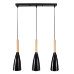 GLOBOSTAR® DILLON 00630 Μοντέρνο Κρεμαστό Φωτιστικό Οροφής με Ντουί 3 x E27 AC 220-240V IP20 - Μαύρο & Μπεζ - Μ54 x Π14 x Υ130cm - Image 4