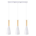 GLOBOSTAR® DILLON 00631 Μοντέρνο Κρεμαστό Φωτιστικό Οροφής με Ντουί 3 x E27 AC 220-240V IP20 - Λευκό & Μπεζ - Μ54 x Π14 x Υ130cm - Image 3