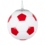 GLOBOSTAR® FOOTBALL 00642 Παιδικό Κρεμαστό Φωτιστικό Οροφής με Ντουί 1 x E27 AC 220-240V IP20 - Λευκό & Κόκκινο - Μ15 x Π15 x Y18cm - Image 5