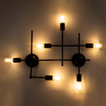 GLOBOSTAR® PIPING 00664 Vintage Φωτιστικό Τοίχου - Απλίκα με Ντουί 6 x E27 AC 220-240V IP20 - Μαύρο - Μ66 x Π9.5 x Υ49cm - Image 3