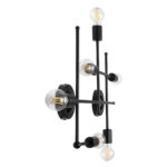 GLOBOSTAR® PIPING 00664 Vintage Φωτιστικό Τοίχου - Απλίκα με Ντουί 6 x E27 AC 220-240V IP20 - Μαύρο - Μ66 x Π9.5 x Υ49cm - Image 5