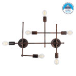 GloboStar® PIPING 00665 Vintage Επιτοίχιο Φωτιστικό Πολύφωτο 6 x E27 IP20 Χάλκινο Μέταλλο - Μ66 x Π9.5 x Υ49cm