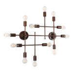 GLOBOSTAR® PIPING 00668-1 Vintage Φωτιστικό Οροφής με Ντουί 12 x E27 AC 220-240V IP20 - Χάλκινο - Μ78.5 x Π9.5 x Υ64cm - Image 4