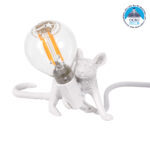 GLOBOSTAR® MOUSE 00676 Vintage Επιτραπέζιο Φωτιστικό Πορτατίφ με Ντουί 1 x E12 AC 220-240V IP20 - Λευκό - Μ13 x Π4 x Υ7cm