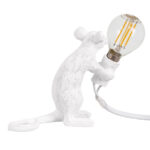 GLOBOSTAR® MOUSE 00679 Vintage Επιτραπέζιο Φωτιστικό Πορτατίφ με Ντουί 1 x E12 AC 220-240V IP20 - Λευκό - Μ12 x Π4 x Υ10cm - Image 3