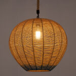GLOBOSTAR® SIMON 00727 Boho Κρεμαστό Φωτιστικό Οροφής με Ντουί 1 x E27 AC 220-240V IP20 - Μπεζ & Μπλε - Μ50 x Π50 x Y47cm - Image 3