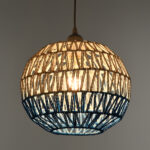 GLOBOSTAR® SANTOR 00728 Boho Κρεμαστό Φωτιστικό Οροφής με Ντουί 1 x E27 AC 220-240V IP20 - Λευκό & Μπλε - Μ30 x Π30 x Υ30cm - Image 3