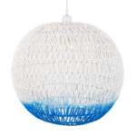 GLOBOSTAR® SANTOR 00729 Boho Κρεμαστό Φωτιστικό Οροφής με Ντουί 1 x E27 AC 220-240V IP20 - Λευκό & Μπλε - Μ50 x Π50 x Y50cm - Image 6