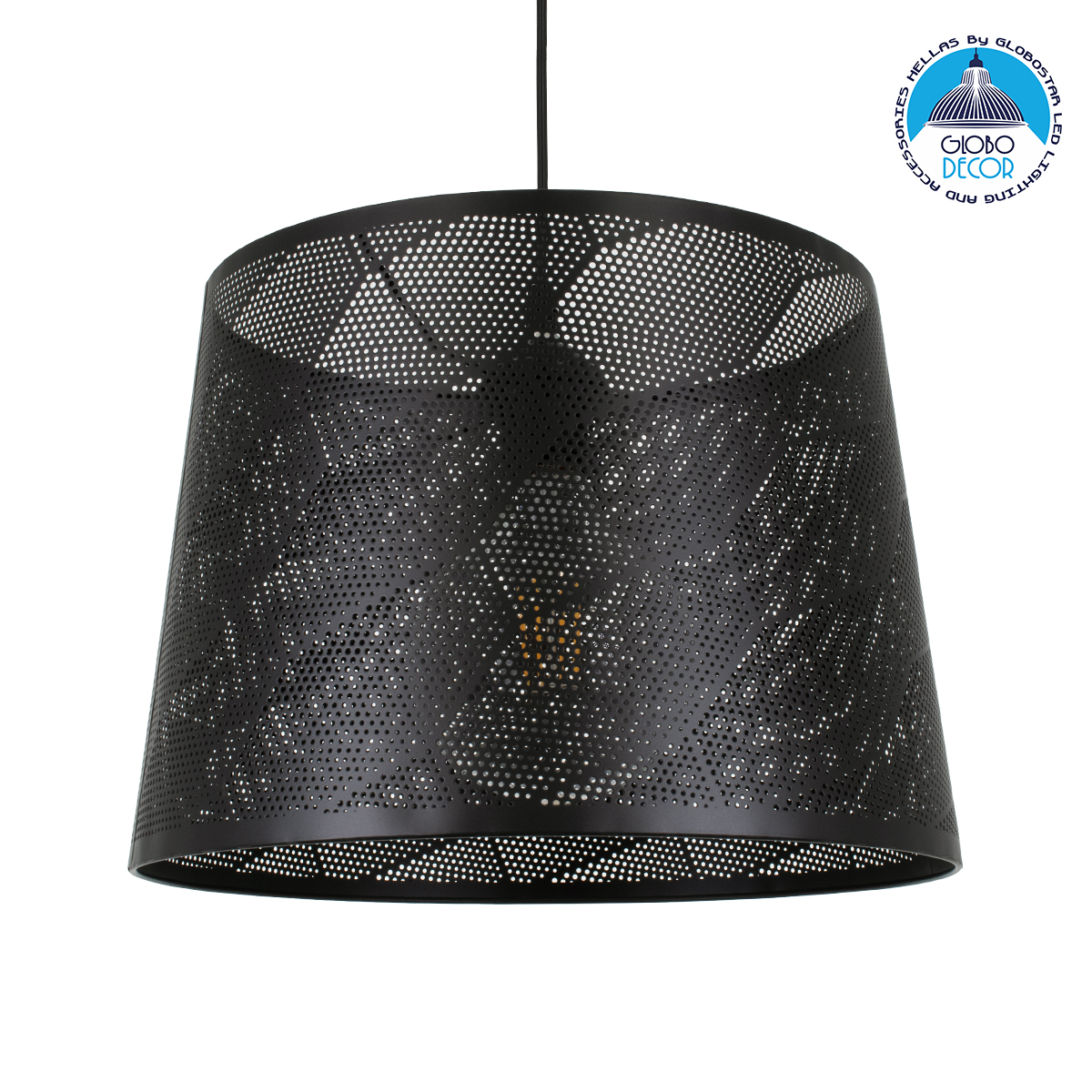 00733_1 GLOBOSTAR® SPARKLE 00733 Μοντέρνο Κρεμαστό Φωτιστικό Οροφής με Ντουί 1 x E27 AC 220-240V IP20 - Μαύρο - Μ35 x Π35 x Υ26cm - Image 1