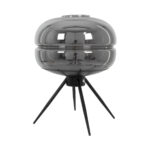 GLOBOSTAR® JAVAN 00738 Μοντέρνο Επιτραπέζιο Φωτιστικό Πορτατίφ με Ντουί 1 x E27 AC 220-240V IP20 - Μαύρο Φιμέ & Μαύρο - Μ30 x Π30 x Y40cm - Image 4