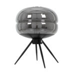 GLOBOSTAR® JAVAN 00738 Μοντέρνο Επιτραπέζιο Φωτιστικό Πορτατίφ με Ντουί 1 x E27 AC 220-240V IP20 - Μαύρο Φιμέ & Μαύρο - Μ30 x Π30 x Y40cm - Image 5