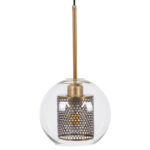 GLOBOSTAR® AVERY 00739 Μοντέρνο Κρεμαστό Φωτιστικό Οροφής με Ντουί 1 x E27 AC 220-240V IP20 - Διάφανο & Χρυσό - Μ18 x Π18 x Υ38cm - Image 5