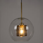 GLOBOSTAR® AVERY 00740 Μοντέρνο Κρεμαστό Φωτιστικό Οροφής με Ντουί 1 x E27 AC 220-240V IP20 - Διάφανο & Χρυσό - Μ30 x Π30 x Υ48cm - Image 3