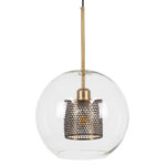 GLOBOSTAR® AVERY 00740 Μοντέρνο Κρεμαστό Φωτιστικό Οροφής με Ντουί 1 x E27 AC 220-240V IP20 - Διάφανο & Χρυσό - Μ30 x Π30 x Υ48cm - Image 5