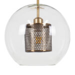 GLOBOSTAR® AVERY 00740 Μοντέρνο Κρεμαστό Φωτιστικό Οροφής με Ντουί 1 x E27 AC 220-240V IP20 - Διάφανο & Χρυσό - Μ30 x Π30 x Υ48cm - Image 6