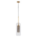 GLOBOSTAR® AVERY 00741 Μοντέρνο Κρεμαστό Φωτιστικό Οροφής με Ντουί 1 x E27 AC 220-240V IP20 - Διάφανο & Χρυσό - Μ15 x Π15 x Υ60cm - Image 4