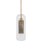 GLOBOSTAR® AVERY 00741 Μοντέρνο Κρεμαστό Φωτιστικό Οροφής με Ντουί 1 x E27 AC 220-240V IP20 - Διάφανο & Χρυσό - Μ15 x Π15 x Υ60cm - Image 5