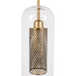 GLOBOSTAR® AVERY 00741 Μοντέρνο Κρεμαστό Φωτιστικό Οροφής με Ντουί 1 x E27 AC 220-240V IP20 - Διάφανο & Χρυσό - Μ15 x Π15 x Υ60cm - Image 6