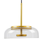 GLOBOSTAR® CHARLOTTE 00742 Μοντέρνο Κρεμαστό Φωτιστικό Οροφής LED 5W 500lm 180° AC 220-240V IP20 Θερμό Λευκό 2700K - Lumileds SMD Chip - Διάφανο & Χρυσό - Μ23 x Π23 x Υ23cm - 2 Χρόνια Εγγύηση - Image 5