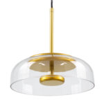 GLOBOSTAR® CHARLOTTE 00742 Μοντέρνο Κρεμαστό Φωτιστικό Οροφής LED 5W 500lm 180° AC 220-240V IP20 Θερμό Λευκό 2700K - Lumileds SMD Chip - Διάφανο & Χρυσό - Μ23 x Π23 x Υ23cm - 2 Χρόνια Εγγύηση - Image 6