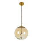 GLOBOSTAR® AXTON 00748 Μοντέρνο Κρεμαστό Φωτιστικό Οροφής LED 5W 500lm 180° AC 220-240V IP20 Θερμό Λευκό 2700K - Sanan SMD Chip - Χρυσό & Μελί - Μ30 x Π30 x Υ30cm - 2 Xρόνια Εγγύηση - Image 4