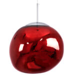 GLOBOSTAR® DIXAR 00763 Μοντέρνο Κρεμαστό Φωτιστικό Οροφής με Ντουί 1 x E27 AC 220-240V IP20 - Κόκκινο & Ασημί - Μ36 x Π36 x Υ45cm - Image 4