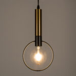 GLOBOSTAR® OLVERO 00772 Μοντέρνο Κρεμαστό Φωτιστικό Οροφής με Ντουί 1 x E27 AC 220-240V IP20 - Μαύρο & Χρυσό - Μ18 x Π4 x Y38cm - Image 3