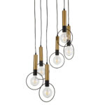 GLOBOSTAR® OLVERO 00774 Μοντέρνο Κρεμαστό Φωτιστικό Οροφής με Ντουί 6 x E27 AC 220-240V IP20 - Μαύρο & Χρυσό - Μ55 x Π55 x Y130cm - Image 5